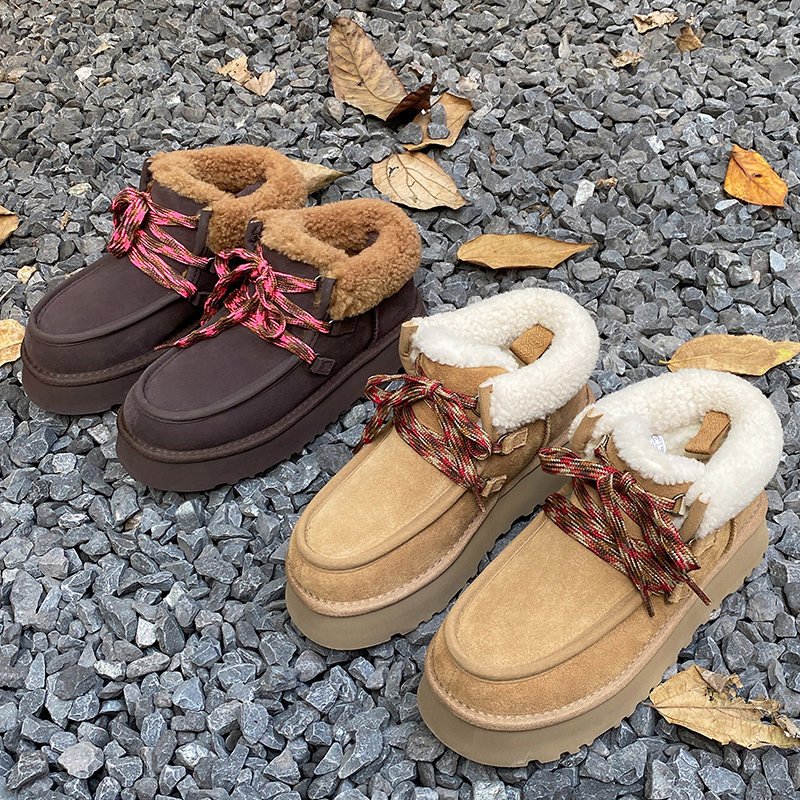 古菲斯奇女鞋皮毛一体雪地靴厚底