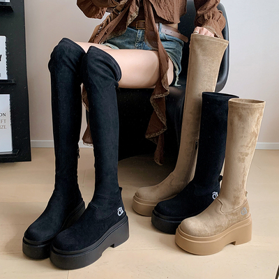 古菲斯奇女鞋瘦腿过膝长筒靴厚底