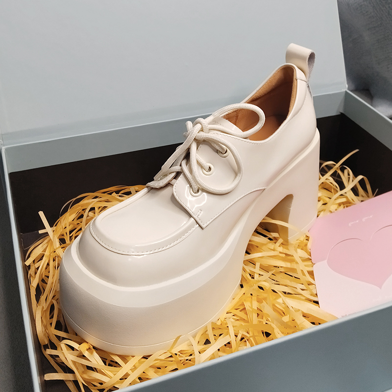 古菲斯奇女鞋粗高跟休闲鞋学院风