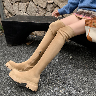 高靴四季女鞋粗跟厚底长筒靴子过膝盖瘦腿弹力靴包大腿长靴高筒靴