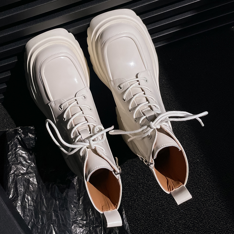 古菲斯奇女鞋粗跟厚底马丁靴短筒