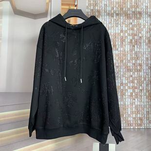 WR潮牌重工前后满钻十字架时尚 宽松连帽卫衣上衣女 高级感大版