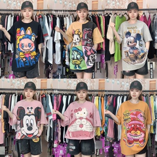 欧货潮牌时尚 夏2025新款 大版 宽松减龄短袖 清仓 正品 T恤女特价 秒杀