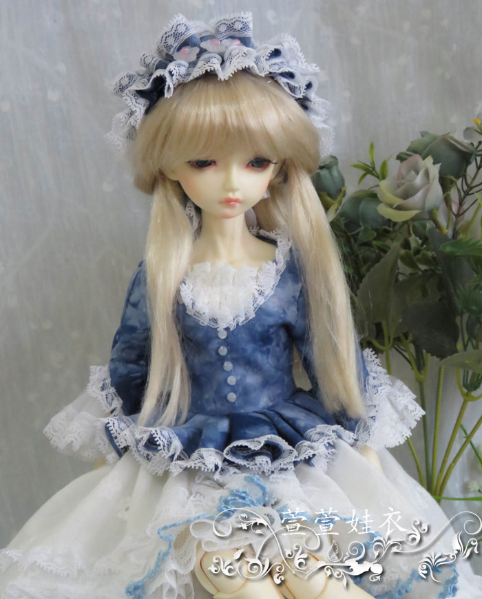 bjd萱萱家4分娃衣蓝色妖姬小仙女裙子欧式手工宫廷娃衣