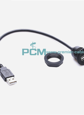 圆形USB A公转A母 面板安装直通插座USB延长线圆头USB2.0模块