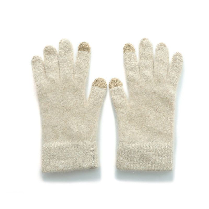 触屏手套山羊绒轻奢秋冬男女通用平面保暖骑行防风针织分五指