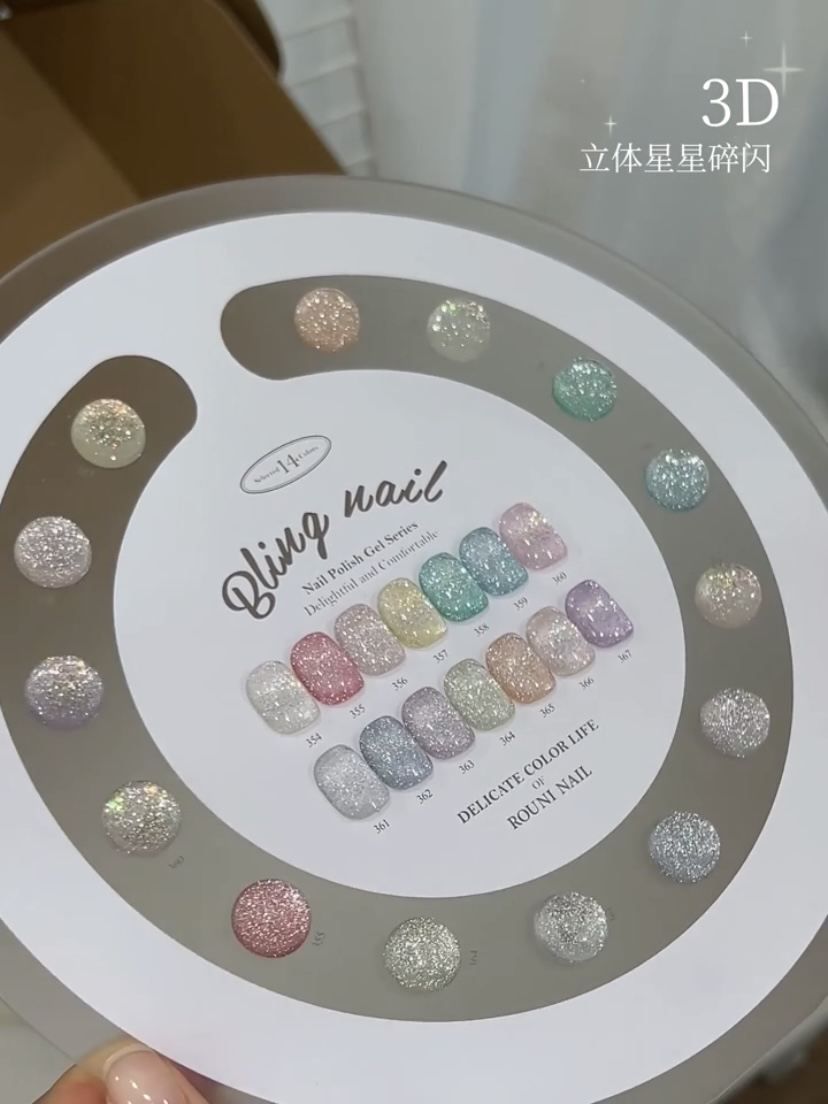 rouni柔倪14色爆闪星仙碎钻胶2025年新款新品甲油胶 美甲店专用