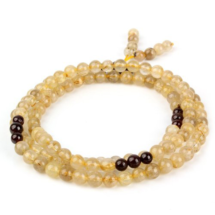 钛晶108佛珠手链金发晶108颗佛珠  金发晶手链