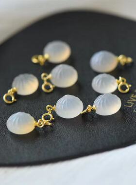 纯天然玉髓包子吊坠万能提溜diy