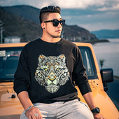 圆领打底衫 长袖 上衣t恤加肥加大潮牌显瘦国潮半 春秋新款 胖哥男装