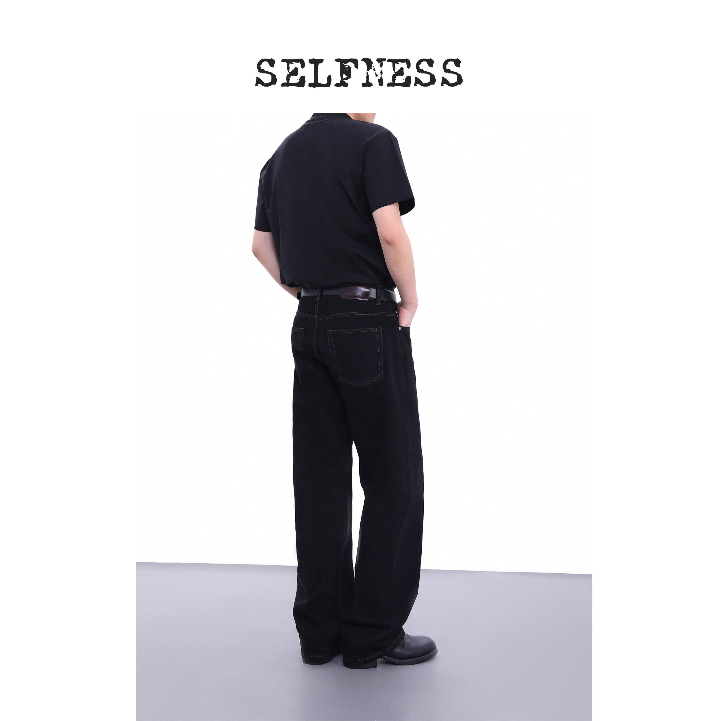 SELFNESS 重磅橙边赤耳日产KAIHARA窄幅双染黑Riri拉链原色牛仔裤