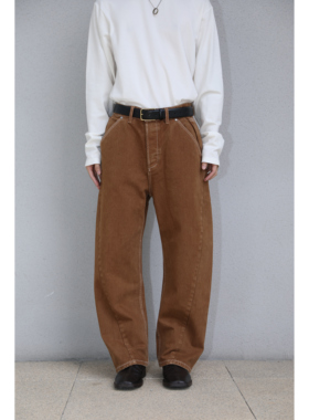 SELFNESS丨日产面料多结构阿苏特染弧裁弯刀枫叶棕男士宽松长裤