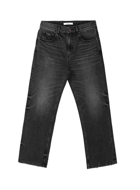 SELFNESS CONE DENIM百搭基本款黑色水洗做旧男士直筒牛仔裤长裤