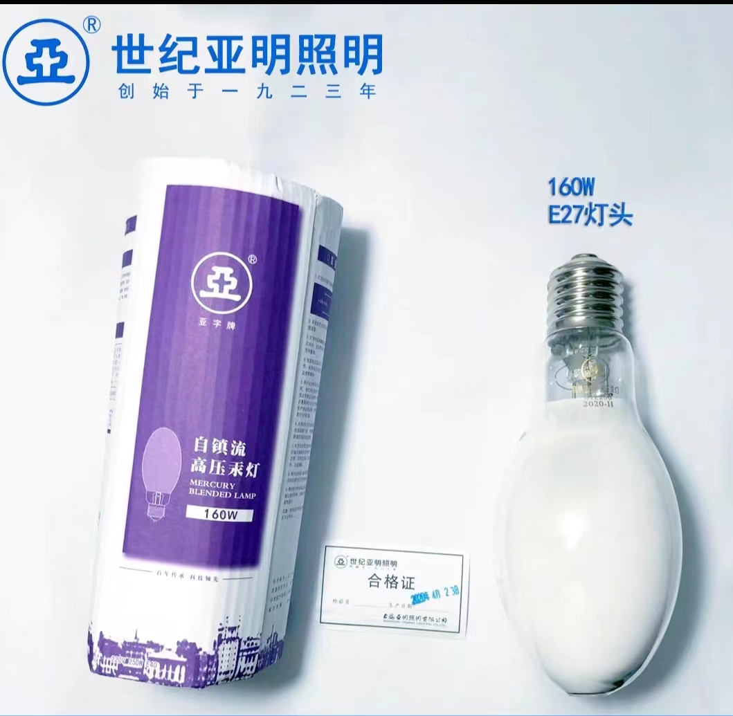 上海亚明1923自镇流高压汞灯250W450W自汞灯水银灯泡荧光灯诱虫灯