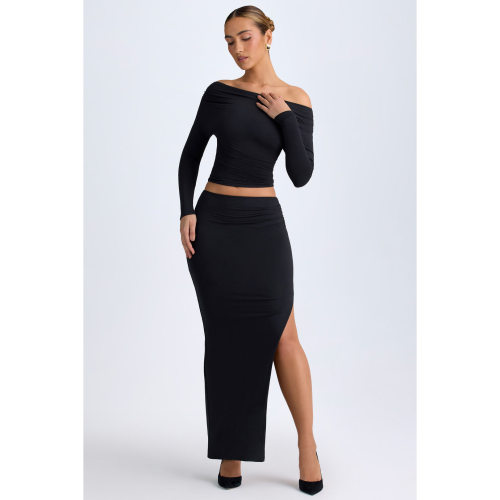 英国代购正品09.10 名品ohpolly 女装新款 深色开叉长款半身裙