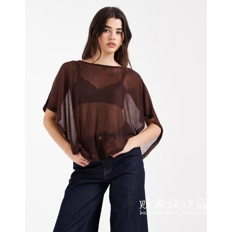 英国代购正品12.02 2025潮流导向 女装新款 半透视长袖舒适T恤