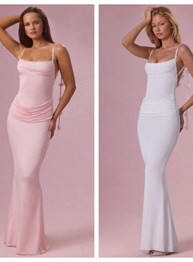 英国代购正品04.02 名品ohpolly 女装新款 3D花肩带长款连衣裙