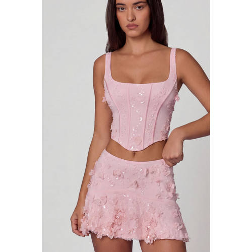 英国代购正品09.10 名品ohpolly 女装新款 设计3D花迷人半身裙