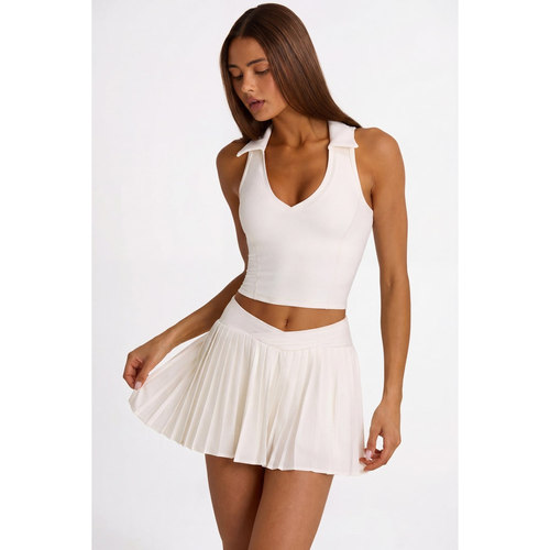 英国代购正品07.26 名品ohpolly 女装新款 翻领无袖弹力设计背心