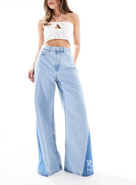 英国代购正品08.16 2025潮流导向 女装新款 休闲阔腿舒适牛仔裤