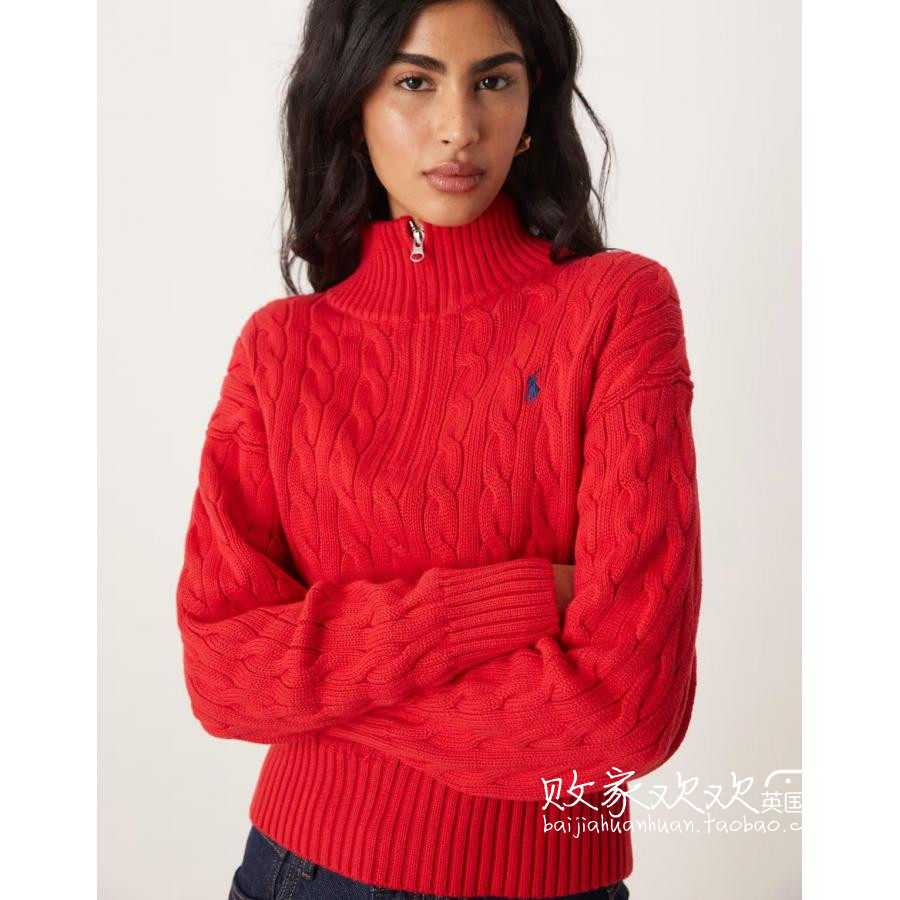 英国代购正品12.11 2025潮流导向 女装新款 标志麻花针织长袖毛衣