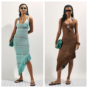 正品 新款 03.21 女装 设计钩针流苏不规则连衣裙 名品ER 英国代购