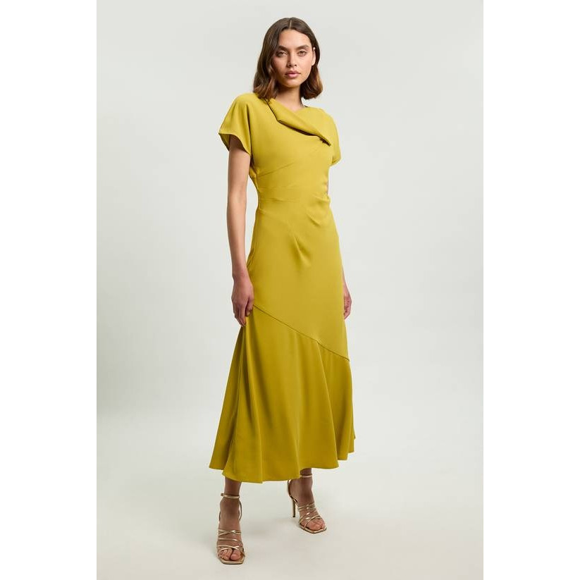 英国代购正品05.29 名品KM 女装新款 时尚堆堆领长款设计连衣裙