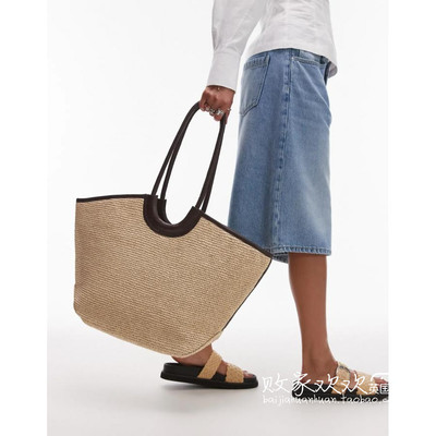 英国代购正品05.13 2025潮流导向 女包新款 设计编织沙滩风手提包