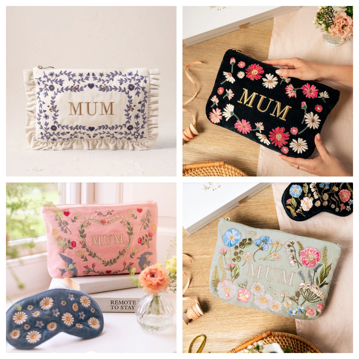 英国代购正品02.24 Mediterranean Garden Mum 刺绣花化妆包
