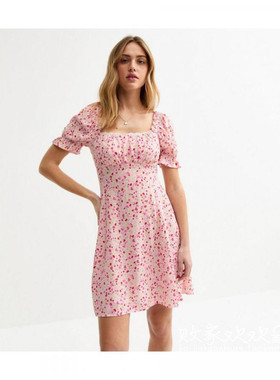 英国代购正品03.24 名品NL 女装新款 甜美碎花迷人百搭连衣裙