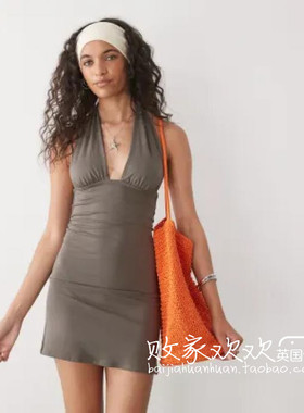 英国代购正品07.04 2025潮流导向 女装新款 挂脖迷笛修身连衣裙