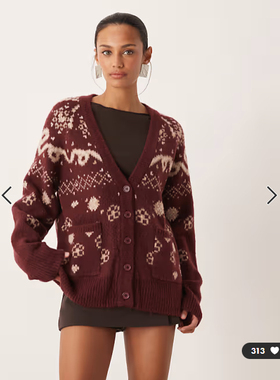 英国代购正品01.02 2026潮流导向 女装新款 设计花针织慵懒风开衫