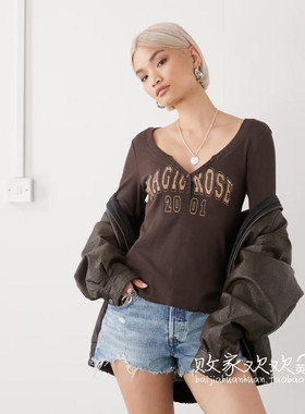 英国代购正品08.16 2025潮流导向 女装新款 休闲字母长袖舒适T恤