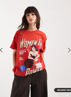 英国代购正品02.25 2026潮流导向 女装新款 红色权力女性图案T恤