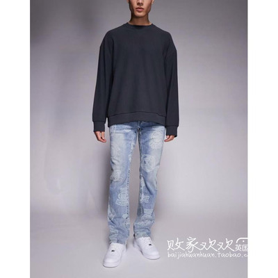 英国代购正品12.07 2025潮流导向 男装新款 休闲印花显瘦牛仔裤