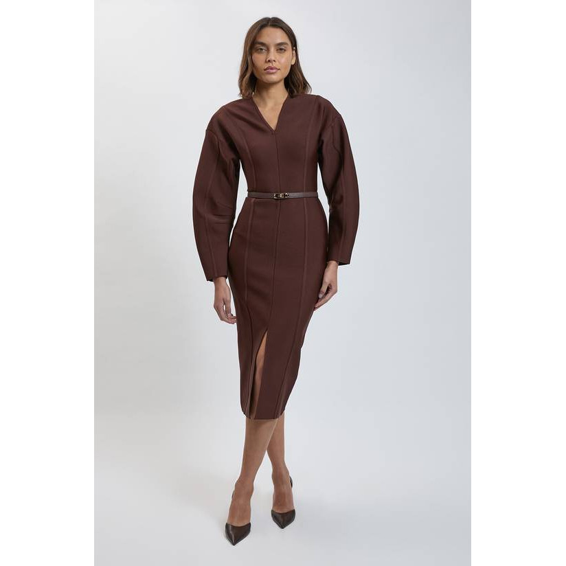 英国代购正品09.25 名品PL 女装新款 时尚系腰带中长款连衣裙