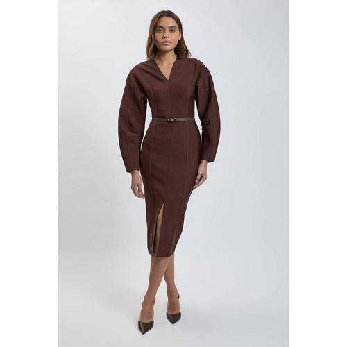 英国代购正品09.25 名品PL 女装新款 时尚系腰带中长款连衣裙