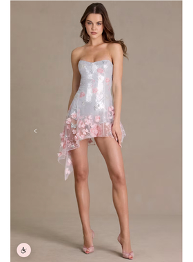 英国代购正品03.09 名品ohpolly 女装新款 抹胸仙女花朵连衣裙