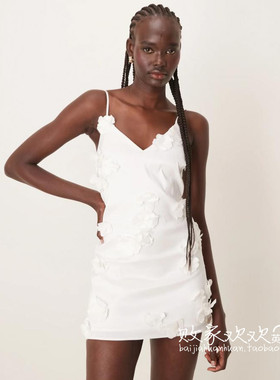 英国代购正品04.05 2025潮流导向 女装新款 吊带浅色花朵连衣裙