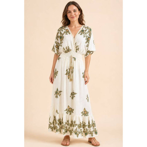 英国代购正品09.20 名品PL 女装新款 度假风设计花长款连衣裙