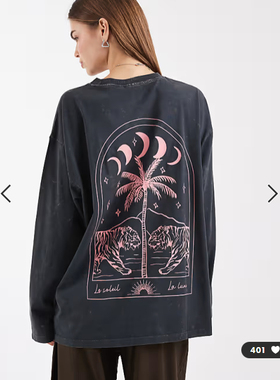 英国代购正品02.25 2026潮流导向 女装新款 棕榈树深色短袖T恤