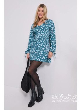 英国代购正品12.13 名品Boohoo 女装新款 设计印花迷人连衣裙