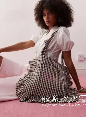 英国代购正品07.04 2025潮流导向 女包新款 潮牌格子荷叶边手提袋