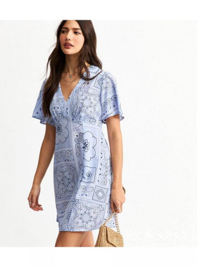 英国代购正品03.24 名品NL 女装新款 时尚印花迷人百搭连衣裙