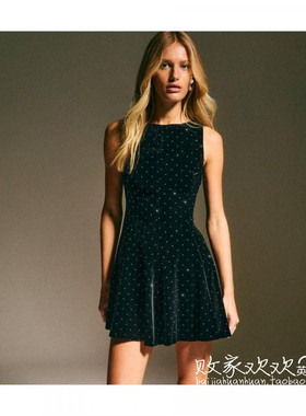 英国代购正品10.09 名品NL 女装新款 设计天鹅绒迷人百搭连衣裙