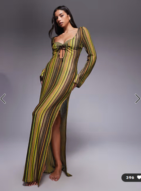 英国代购正品03.09 2026潮流导向 女装新款 设计条纹显瘦连衣裙