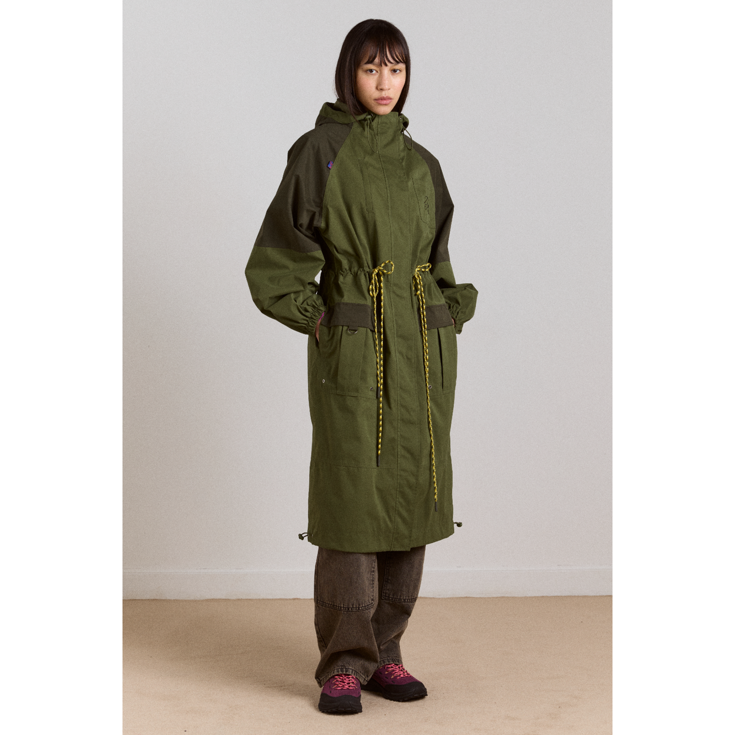 英国代购正品04.23 名品DM 女装新款 潮牌户外连帽长款大衣外套