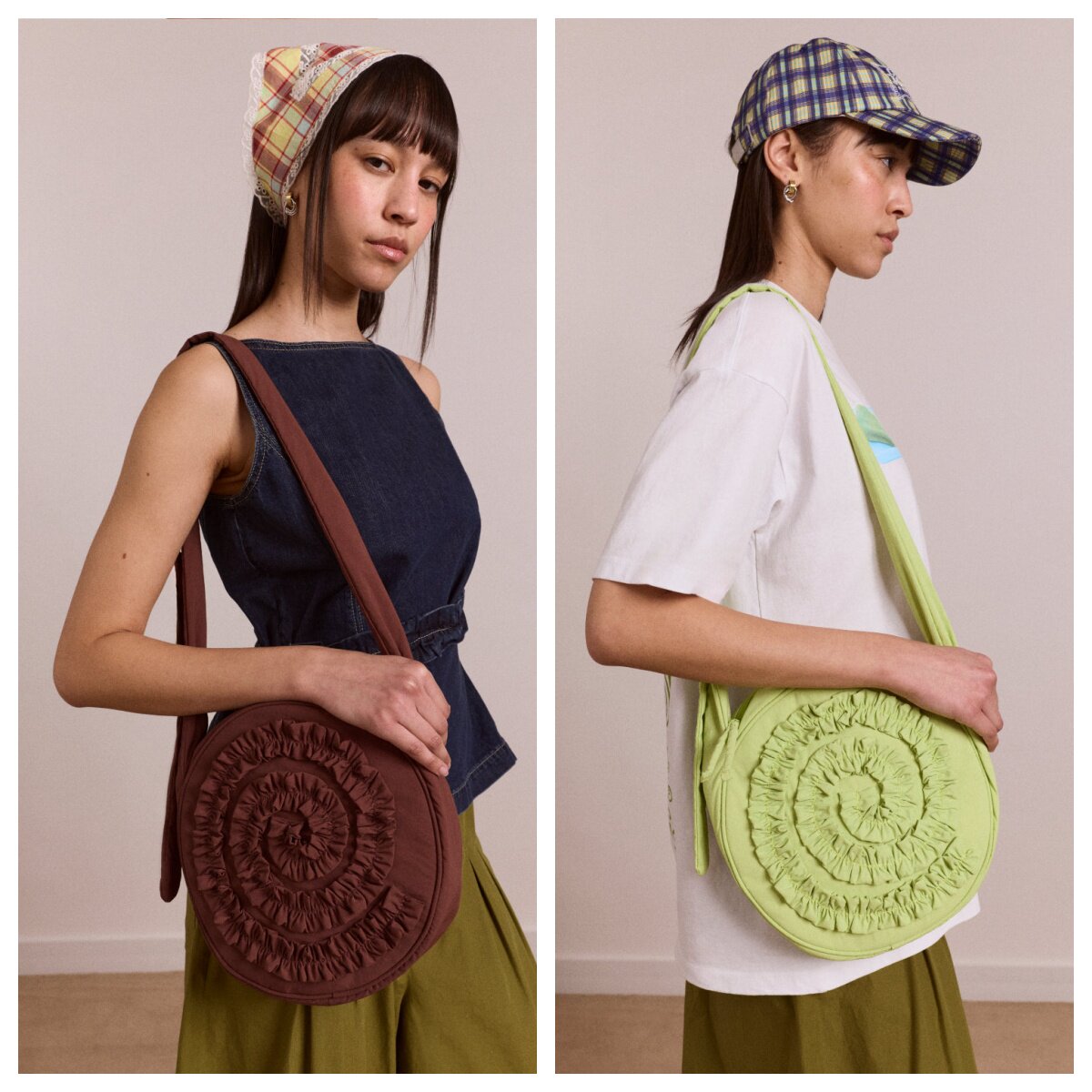 英国代购正品04.23 名品DM 女包新款 潮牌木耳花边扁圆设计斜挎包
