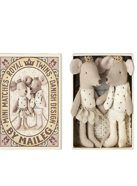英国代购正品12.23 Maileg Royal Twin Mice皇家双胞胎火柴盒老鼠