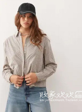 英国代购正品07.08 2025潮流导向 女装新款 翻领格子长袖舒适衬衫